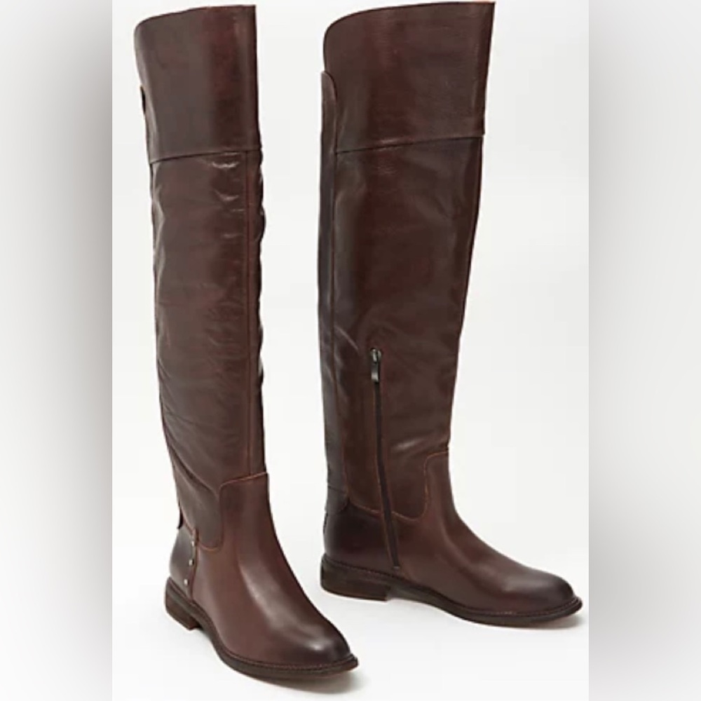 Franco Sarto Haleen Leather Over the Knee Boots in size 6.5  in Brown WIDE CALF